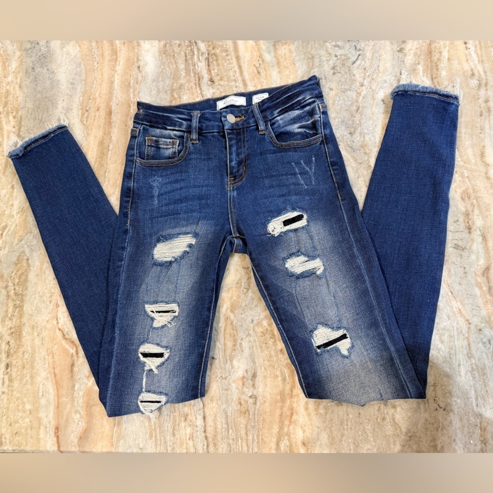 Women’s KANKAN Mid Rise Distressed Skinny stretch jeans- Size 25 - Picture 10 of 11